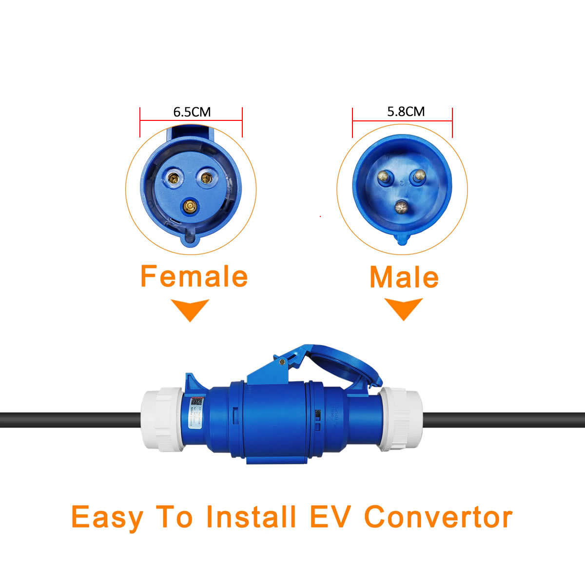 32A Blue CEE Socket to 16A EU  - Ev Charger Adapter ulasan dan harga